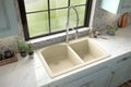 Karran 33' Drop-In/Top Mount Quartz Composite 1-Hole 60/40 Double Bowl Kitchen Sink in Bisque