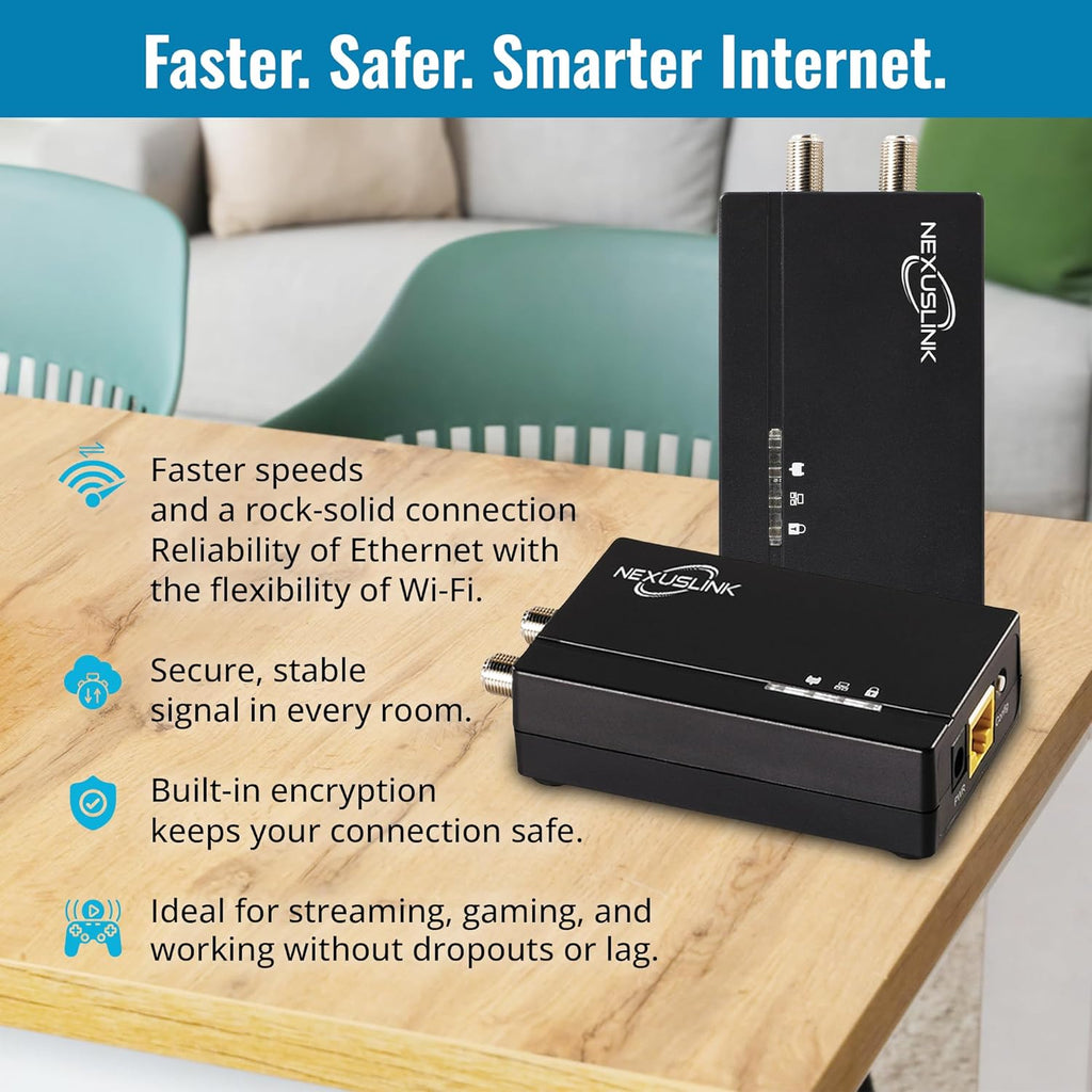 G.hn Ethernet Over Coax Adapter Kit - 1.2Gbps Network for Unused/Dark Coax - Secure Wired Connection for Gaming & Streaming - Easy Setup - Not for Cable TV/Internet - 2 Units (GCA-1200-KIT)