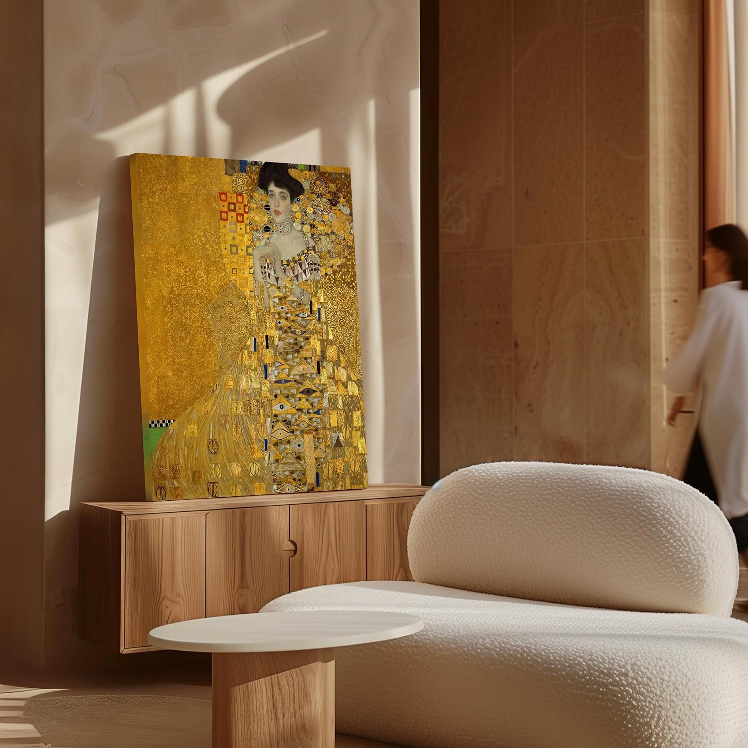 Poster Master Vintage Gustav Klimt Canvas - Retro Portrait of Adele Bloch-Bauer Print - Lady in Gold Portrait Art - Classic Painting - Art Nouveau Living Room Decor - 24x32 STRETCHED Canvas