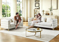 Chesterfield Velvet Button Tufted Sofa, 81'&60' Boucle Comfy Cloud Couch Upholstered Deep 5 Seater Sectional Sherpa Couch Set for Living Room Home Office Bedroom Apartment, White