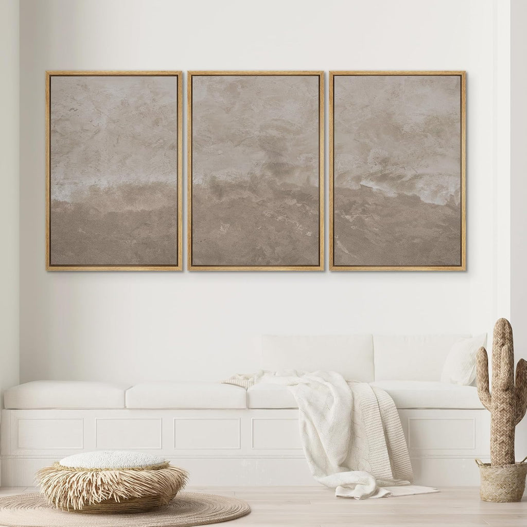 SIGNWIN Framed Canvas Print Wall Art Set Neutral Sand Minimalist Beige Abstract Illustrations Modern Scenic Colorful Ultra for Living Room, Bedroom, Office - 16'x24'x3 Natural