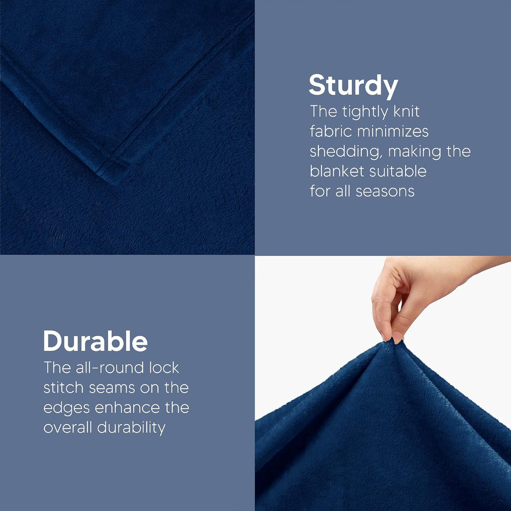 Utopia Bedding Navy 300GSM Fleece Blanket (Twin Size - 60x80 Inch) Luxury Soft Bed Blanket (Bulk Pack of 12)