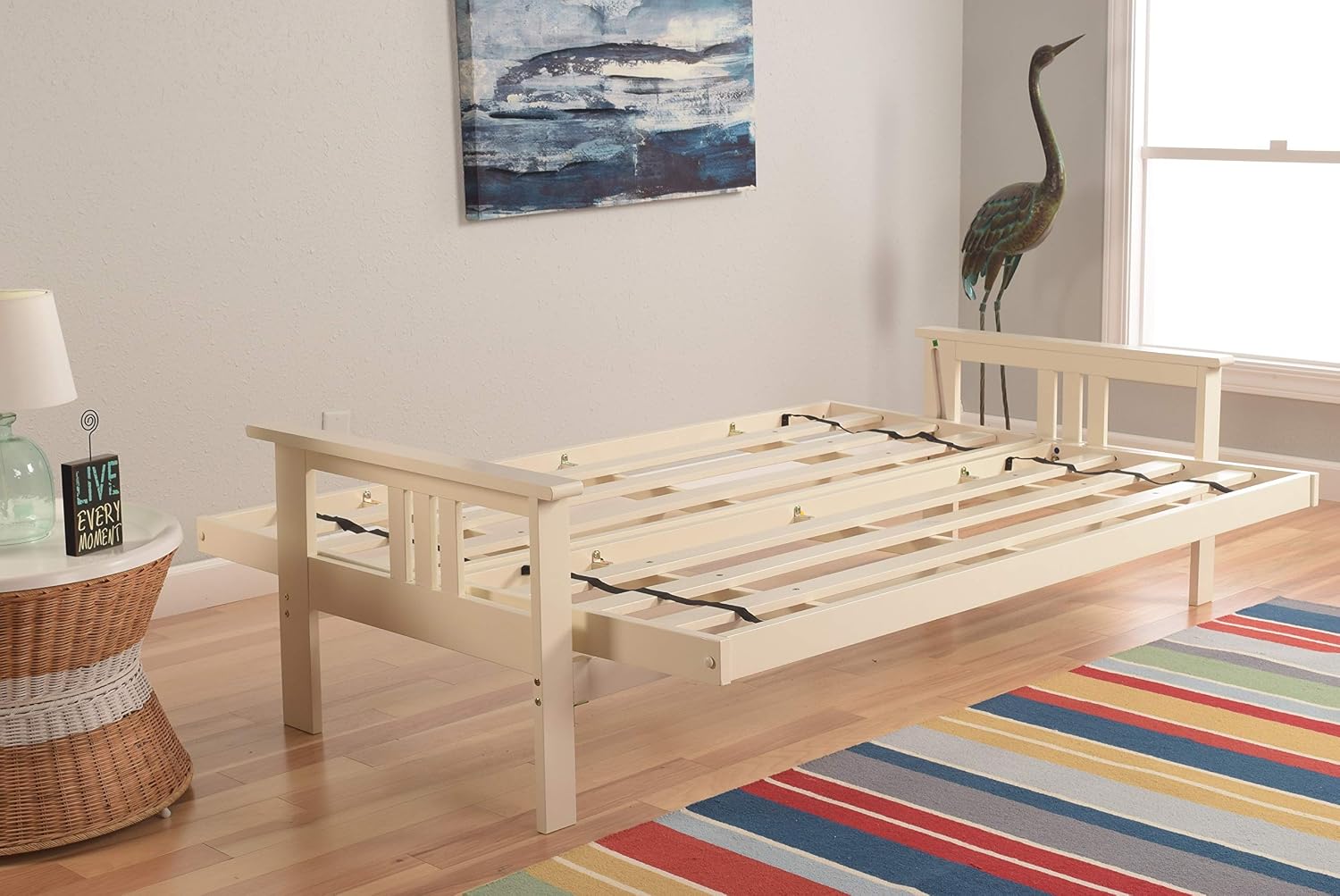 Kodiak Furniture Monterey Futon Frame, No Drawers, Antique White