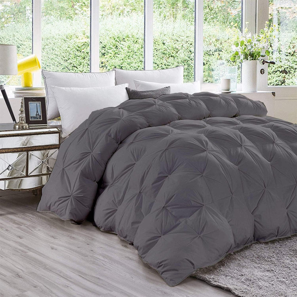Super Soft 1000-TC All Season Down Alternative Comforter & 2pc Pillow Shams Super King (98' x 108') Inches Decorative Pintuck Comforter 100% Egyptian Cotton 600-GSM Fill & 8-Corner Tabs