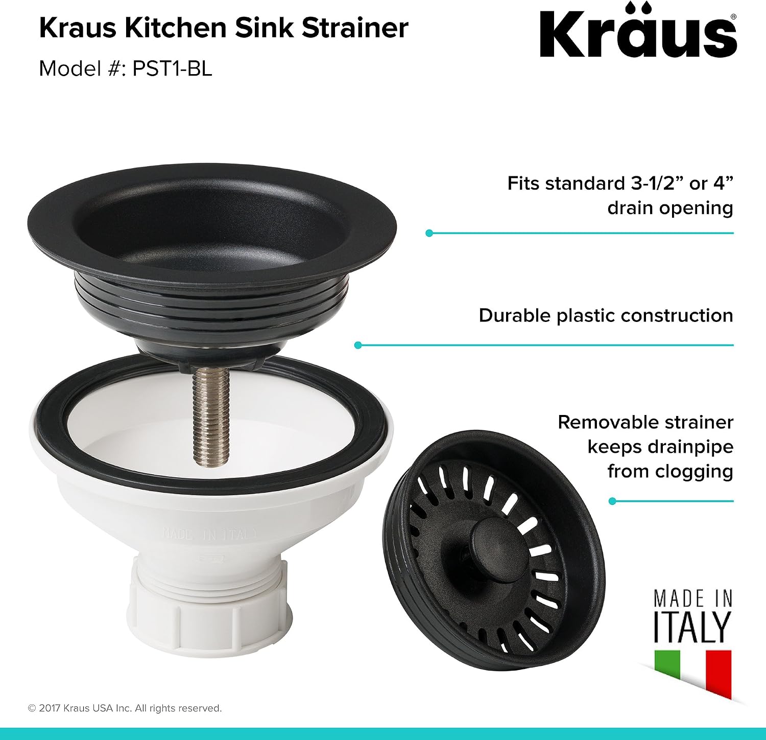 KRAUS KGD-442 Quarza 33-inch 33' Dual Mount 60/40 Double Bowl Granite Kitchen Sink in Black