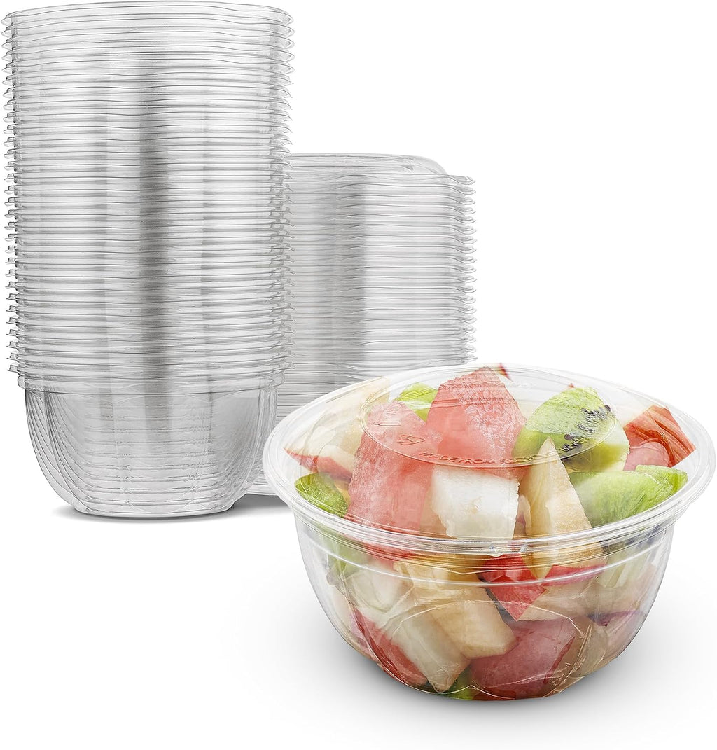 MT Products Plastic Acai Fruit Bowl 16 oz. - Disposable Salad Bowl with Lids (Pack of 300) - Made in the USA