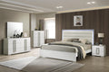 Contemporary Style 5 Pc Full Bedroom Set with LED Headboard Made with Wood in White
