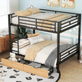Metal Full Size Convertible Bunk Bed with 2 Drawers,Bed Frames W/Wood Slats Support The Mattresses,Easy to Assemble,for Kids Teens Girls Boys,Black