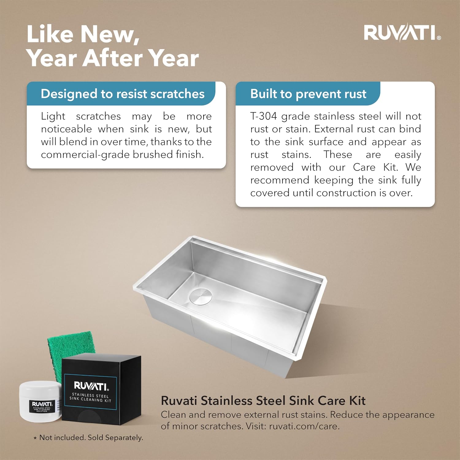 Ruvati 33-inch Workstation Kitchen Sink - Slope Bottom Offset Drain 16 Gauge Stainless Steel Kitchen Sink with Brushed Finish, Easy-to-Clean Undermount Sinks- RVH8591