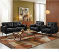 TYBOATLE Sofa Couch 61' Small Loveseat Couches for Living Room Leather Couch Mid Century Modern Tufted Mini Sofa Comfy Office 2 Seat Settee Love Seat for Small Spaces Bedroom (3, Black)
