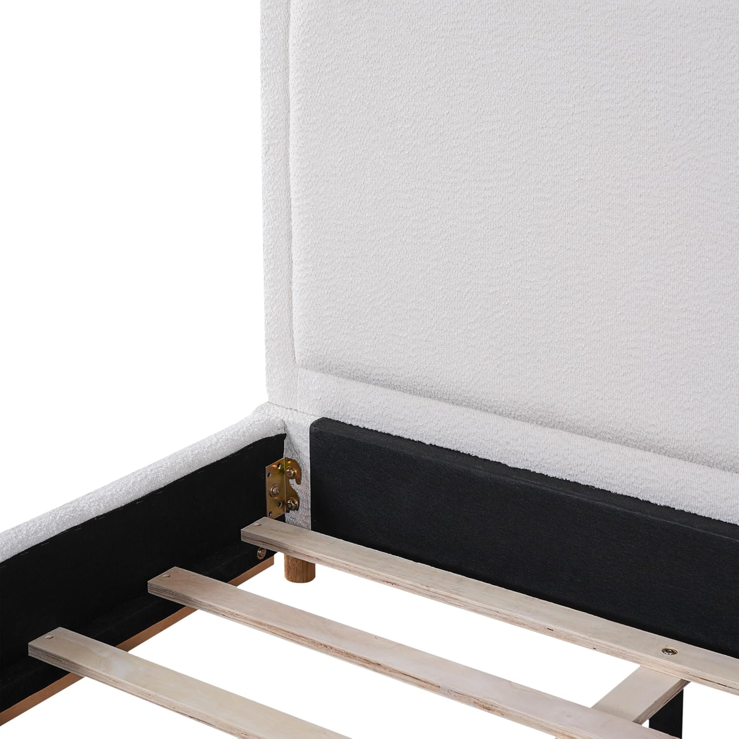 Christopher Knight Home Robey California King Size Bed Frame with Headboard, Boucle California King Bed Frame and Headboard, Wooden Slat Support, No Box Spring Needed, Easy Assembly, White