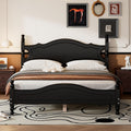 Solid Wood Bed Frame Queen Size, Wooden Retro Style Platform Bed Frame with Headboard and Footboard, Heavy Duty Bed Frame with 10 Wood Slats Support,No Box Spring Needed,Noiseless (Black, Queen)