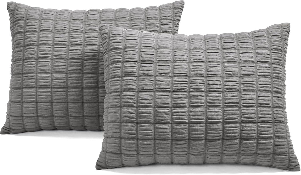 Lush Decor Crinkle Textured Dobby 3 Piece Comforter Set, King, Dark Gray