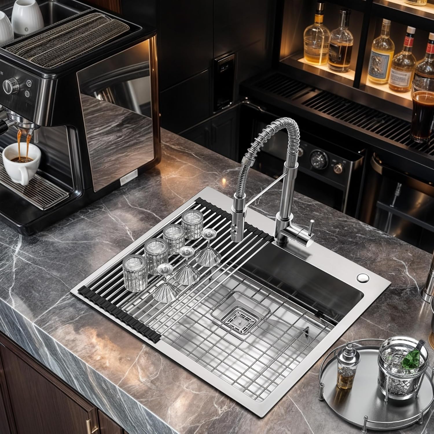 YITAHOME Drop in Kitchen RV Sink 25 in Topmount 304 Stainless Steel Single Bowl Sink with Accessories for Workstation, Bar Sinks 25 x 22 x 10 Inch