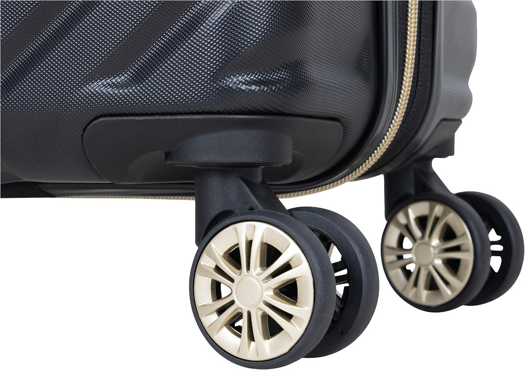 Kenneth Cole REACTION Madison Square Lightweight Hardside Chevron Expandable Spinner Luggage, Black, 2-Piece (20' Carry On + Backpack)
