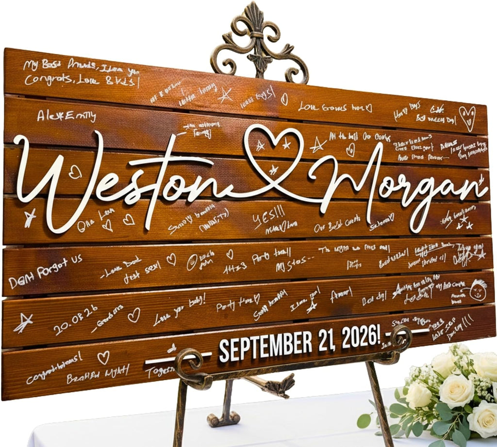 Personalized Huge Size Wedding Guest Book Alternative Sign, Pallet Themed Rustic Wood Guestbook Sign for Reception, Custom Last Name & Wedding Date Wall Art, Unique Wedding Decor & Gift for Couples (XXXL 47x24.5')