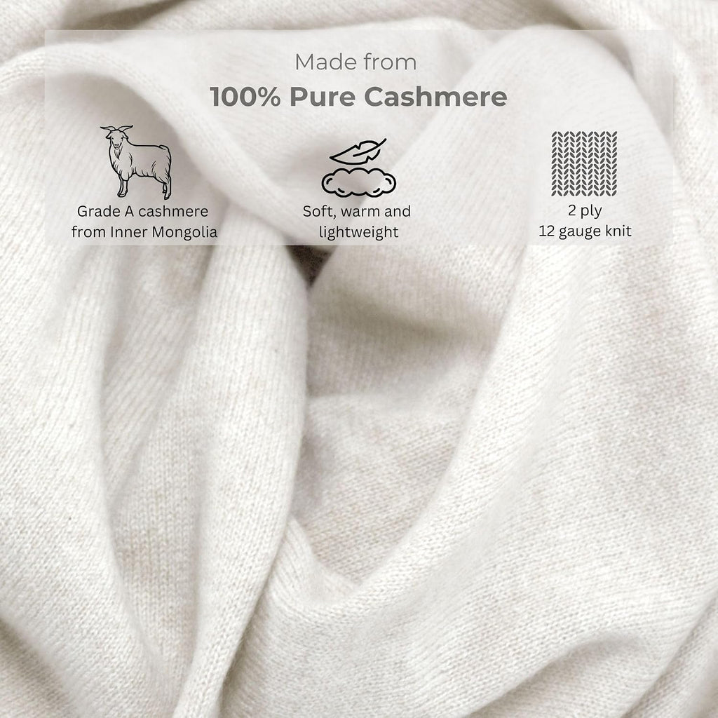 Jet&Bo 100% Pure Cashmere Travel Set: Blanket, Eye Mask, Socks, Carry/Pillow Case Ivory in Gift Box