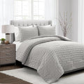 Lush Decor Crinkle Textured Dobby 3 Piece Comforter Set, King, Light Gray