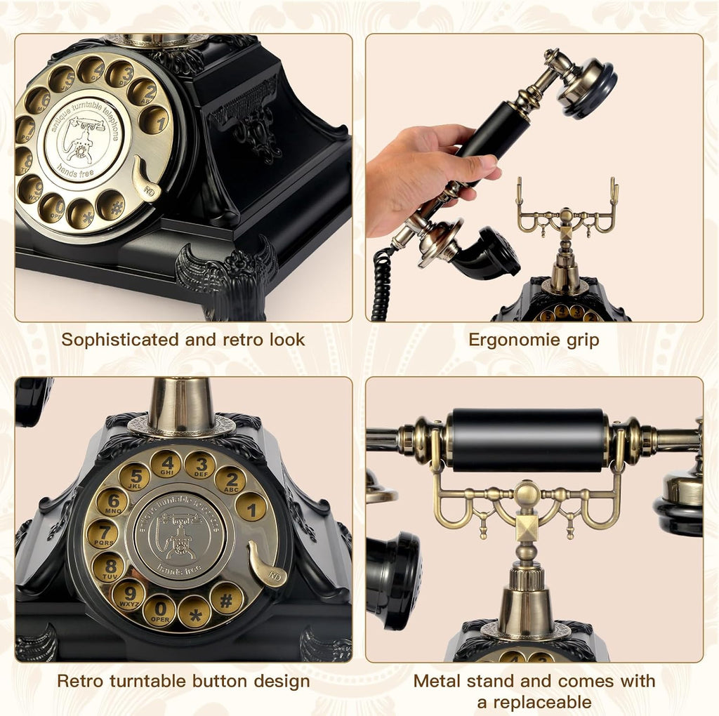 Audio Guest Book Wedding Phone, Audio Guest Book Record Customized Audio Messages Guest Book Alternatives Classic Rotary Phone for Parties Birthdays Rentals Confessions Special Occasions(Black)