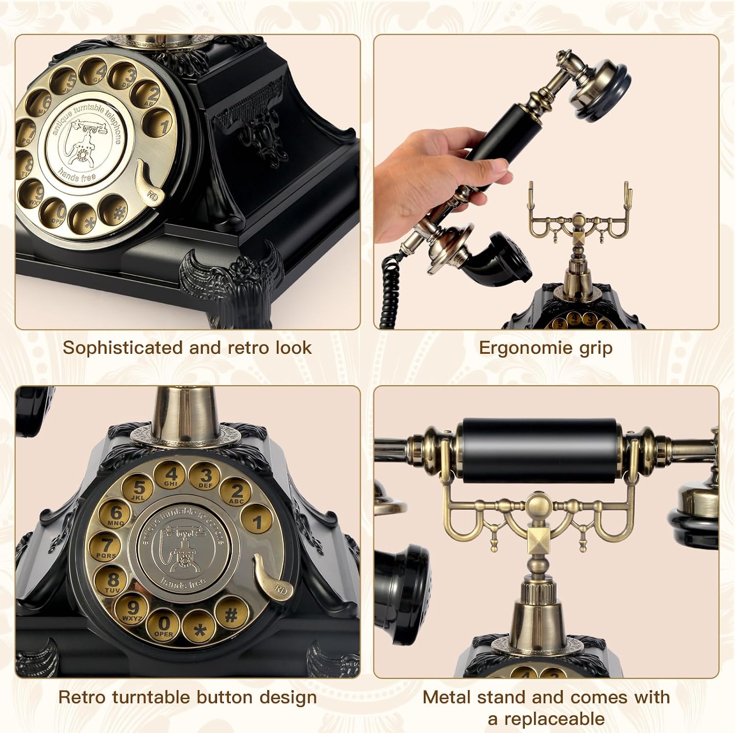 Audio Guest Book Wedding Phone, Audio Guest Book Record Customized Audio Messages Guest Book Alternatives Classic Rotary Phone for Parties Birthdays Rentals Confessions Special Occasions(Black)