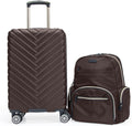 Kenneth Cole REACTION Madison Square Lightweight Hardside Chevron Expandable Spinner Luggage, Chocolate Brown, 2-Piece (20' Carry On + Sophie Backpack)