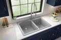 Karran 33' Drop-In/Top Mount Quartz Composite 1-Hole 60/40 Double Bowl Kitchen Sink in Grey