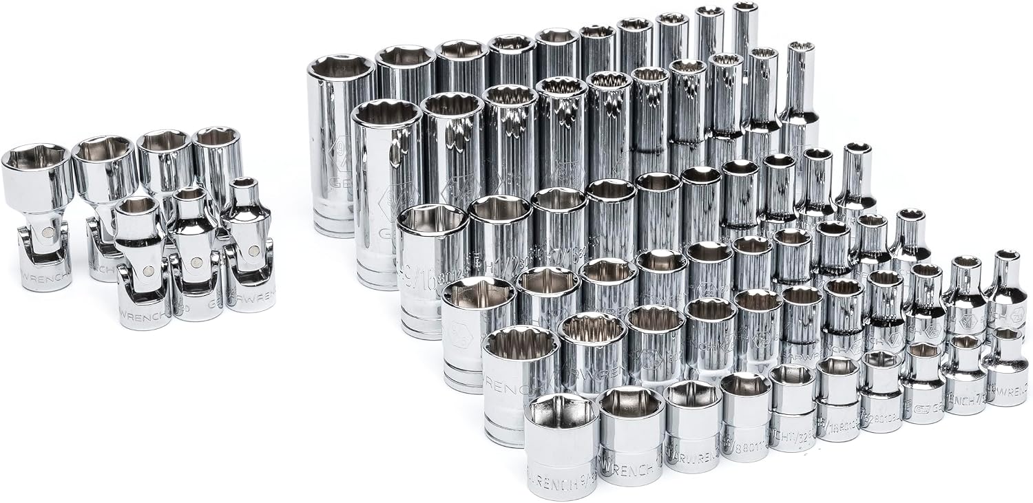 GEARWRENCH 68 Piece 1/4' Drive Master SAE Socket Set in Foam Storage Tray - GWMSSKT14SAE