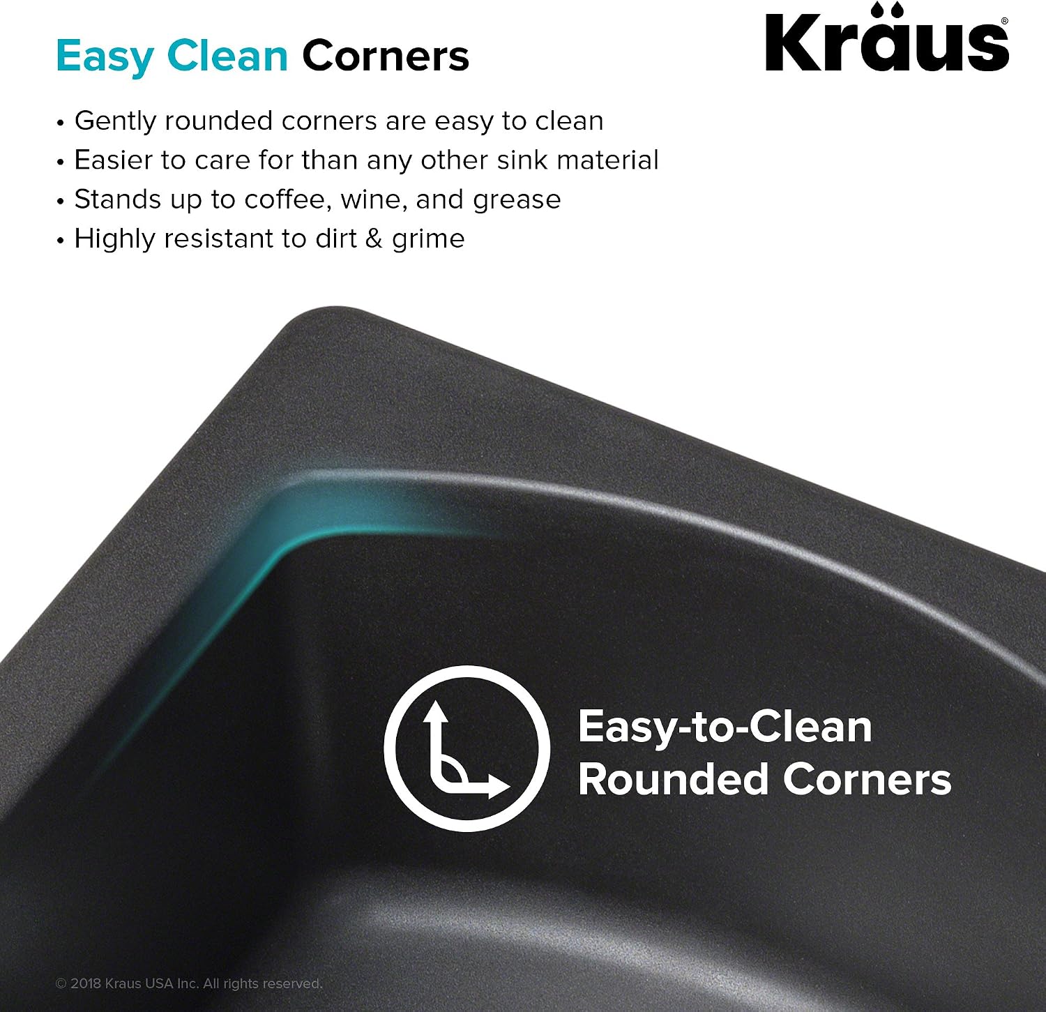 KRAUS KGD-442 Quarza 33-inch 33' Dual Mount 60/40 Double Bowl Granite Kitchen Sink in Black