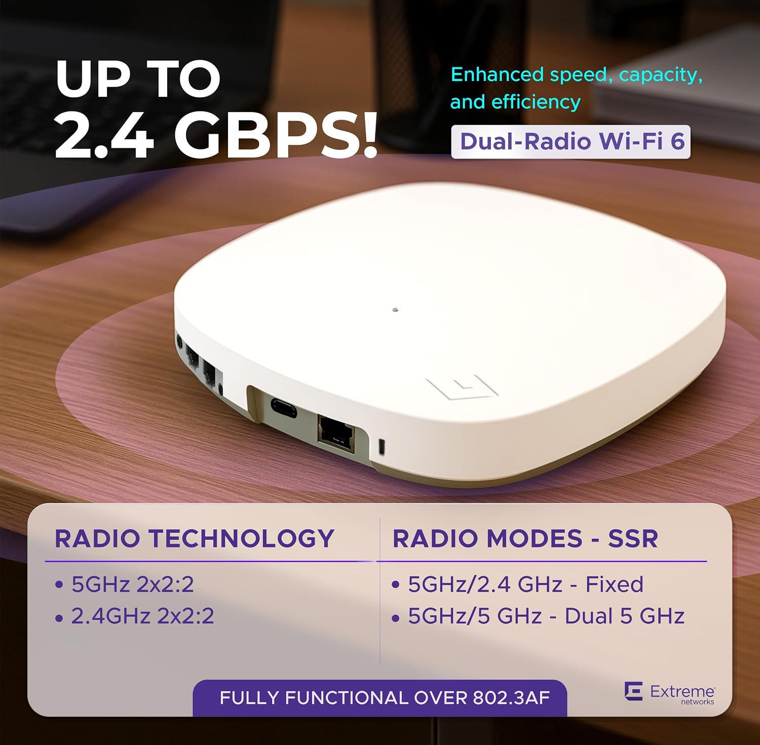 Extreme Networks | AP305C-FCC | AP305C-FCC Indoor Wi-Fi 6 Wireless Access Point | Dual Radio, 802.11ax, Cloud Managed, High Performance, Secure, Easy Deployment, Office, Hospitality