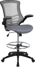 Flash Furniture Kelista Mid-Back Swivel Office Chair with Adjustable Seat Height, Ergonomic Mesh Desk Chair with Flip-Up Armrests, Dark Gray