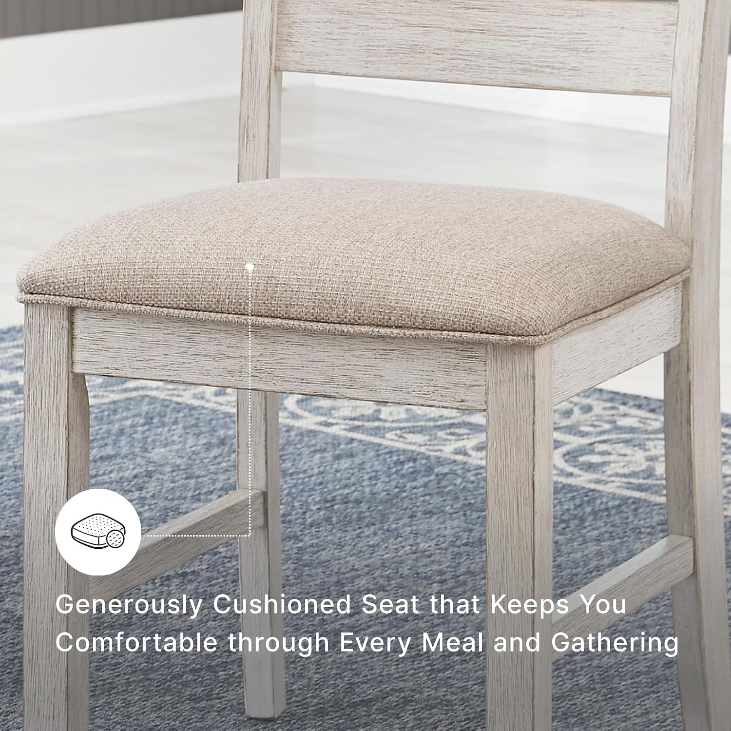 Signature Design by Ashley Skempton Modern Farmhouse Dining Room Chair, 2 Count, Ladderback Design, Wood, 17.75' W x 21.5' D x 38.63' H, White and Light Brown