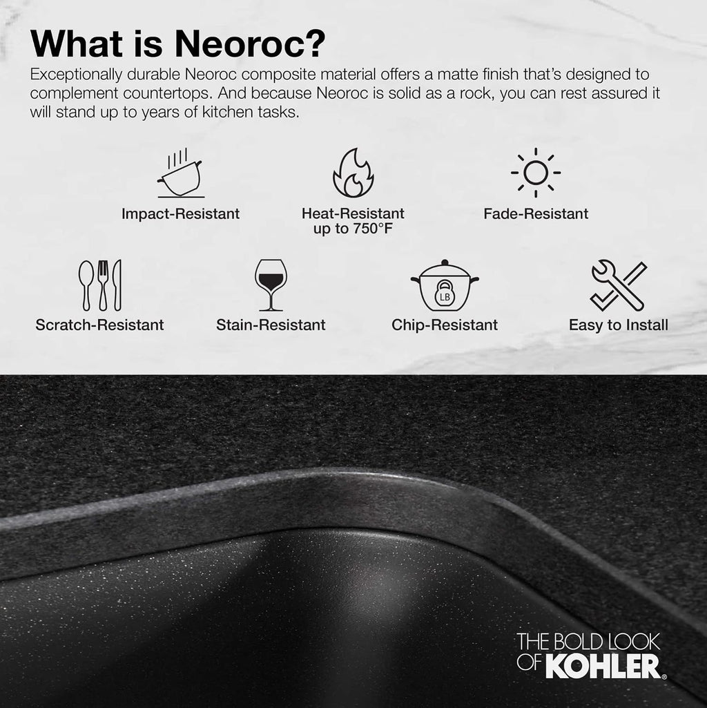 Kohler 28000-CM7 Cairn® 27-1/2' undermount single-bowl kitchen sink, Matte Graphite
