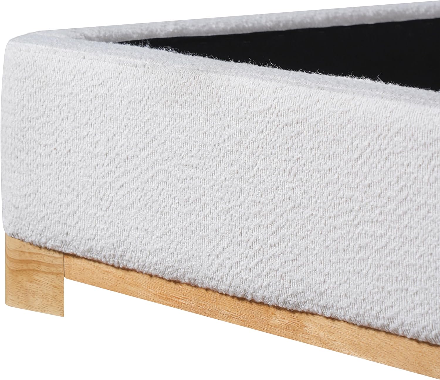 Christopher Knight Home Robey California King Size Bed Frame with Headboard, Boucle California King Bed Frame and Headboard, Wooden Slat Support, No Box Spring Needed, Easy Assembly, White