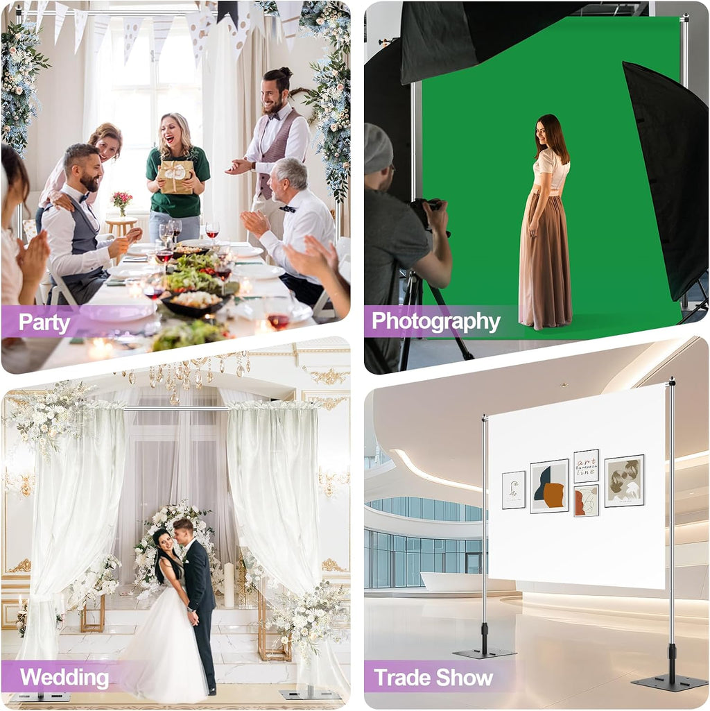 EMART Backdrop Stand Heavy Duty, 10x10Ft Pipe and Drape Backdrop Stand, Stable Background System Kit with 2 Metal Bases, 12 Stainless Steel Poles for Parties, Wedding, Birthday, Photography
