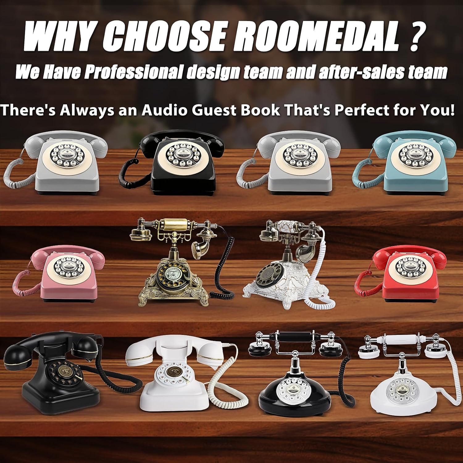 Audio Guest Book Wedding Phone, Vintage Audio GuestBook, Record Guest Messages for Weddings & Special Events, Customized Audio Keepsake for Memorable Occasions (Bronze)