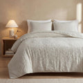 HiEnd Accents Porto Matelassé 3 Piece Duvet Cover Set with Pillow Shams, King Size, Cotton Light Taupe Textured Modern Boho Chic Casual Luxury Bedding, 1 Comforter Cover, 2 Pillowcases
