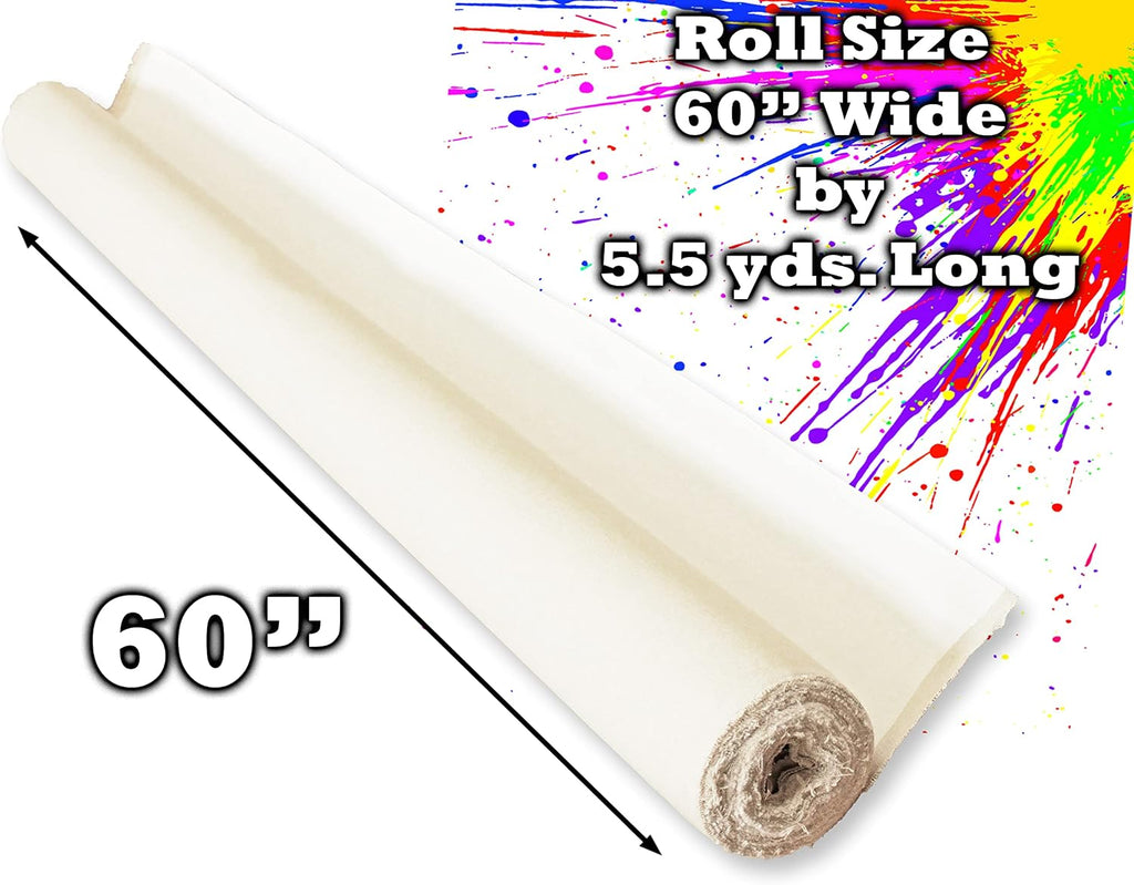 Linen Canvas Rolls for Painting Large Blank Canvas Fabric by The Yard. 60'x5.5 Yd (16.5 Ft) 14oz Universal Triple Primed Artist Linen Canvas Roll. Belgian Linen Alternative for Painters, SDK Murals