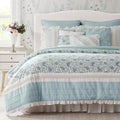 Madison Park Dawn 100% Cotton Shabby Chic Comforter Set-Modern Cottage Design All Season Down Alternative Bedding, Matching Shams, Bedskirt, Decorative Pillows, Cal King(104'x92'), Aqua 9 Piece