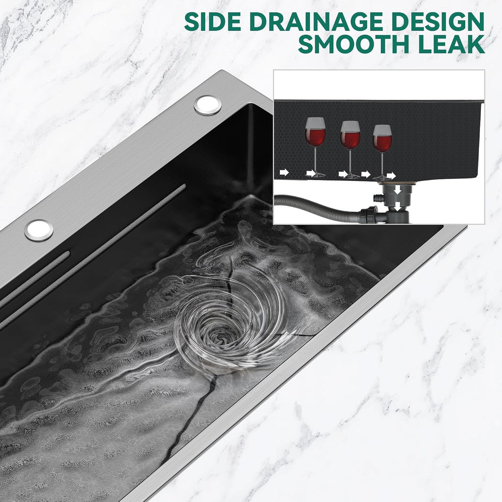 YITAHOME Drop in Kitchen Sink Workstation 30 Inch, Topmount Stainless Steel Nano Gunmetal Black Sink w/Glass Rinser, Cutting Board, Handmade Single Bowl Sink with Accessories 30 x 18 x 10in