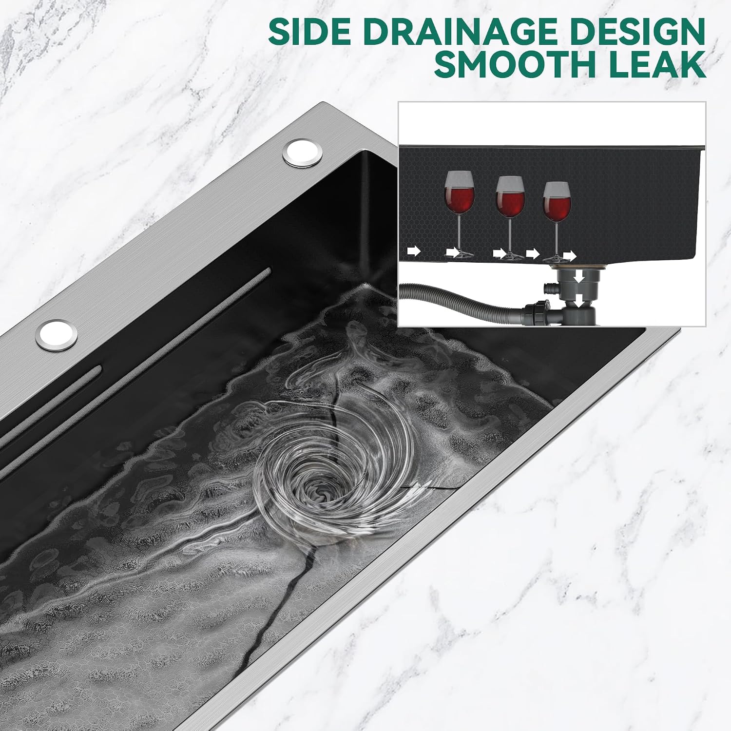 YITAHOME Drop in Kitchen Sink Workstation 30 Inch, Topmount Stainless Steel Nano Gunmetal Black Sink w/Glass Rinser, Cutting Board, Handmade Single Bowl Sink with Accessories 30 x 18 x 10in