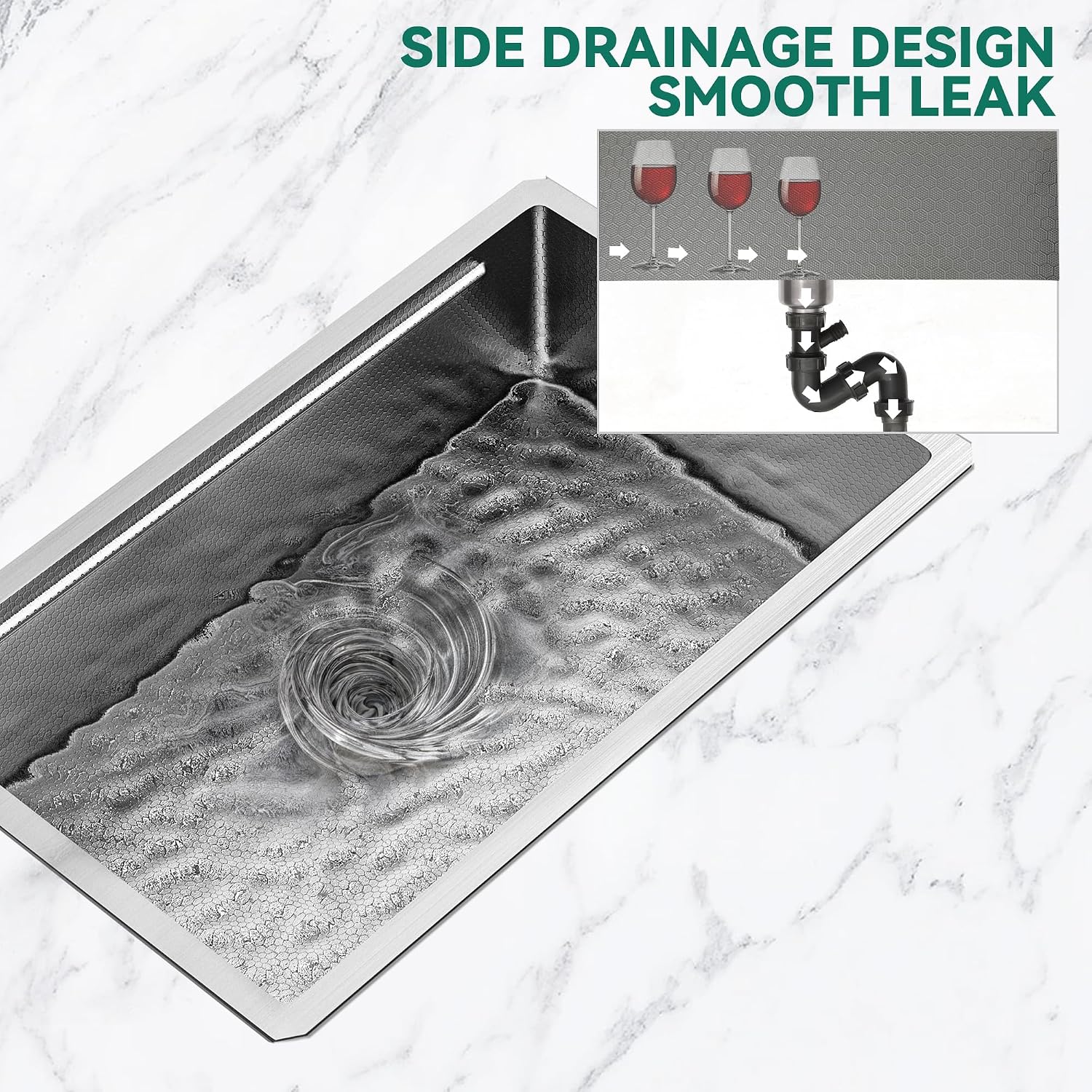 YITAHOME Kitchen Sink Undermount Workstation 32in, 304 Stainless Steel Single Bowl w/Ledge & Accessories, Honeycomb Surface Design, RV, Modern Bar Sink 32x19x10in, Silver