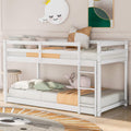 Twin Over Twin Floor Bunk Bed with Ladder,Bed Frame W/Sturdy Slats and Full Length Guardrails,for Bedroom,Apartment,Guest Room,Easy to Assemble,White