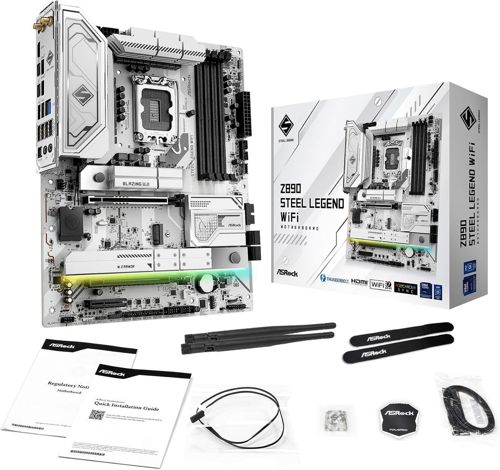 ASRock Intel Core Ultra Z890 Steel Legend WiFi 7 ATX LGA1851RL-ILM Motherboard DDR5 M.2 PCle 5.0 ARGB SATA3 6.0 Gb/s Thunderbolt