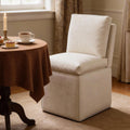 BLANKSPACE Upholstered Dining Chairs with Storage, Modern Linen Chairs with Casters, Armless Single Sofa Chair for Guest Seating, Bedroom, Reading Room（Beige）