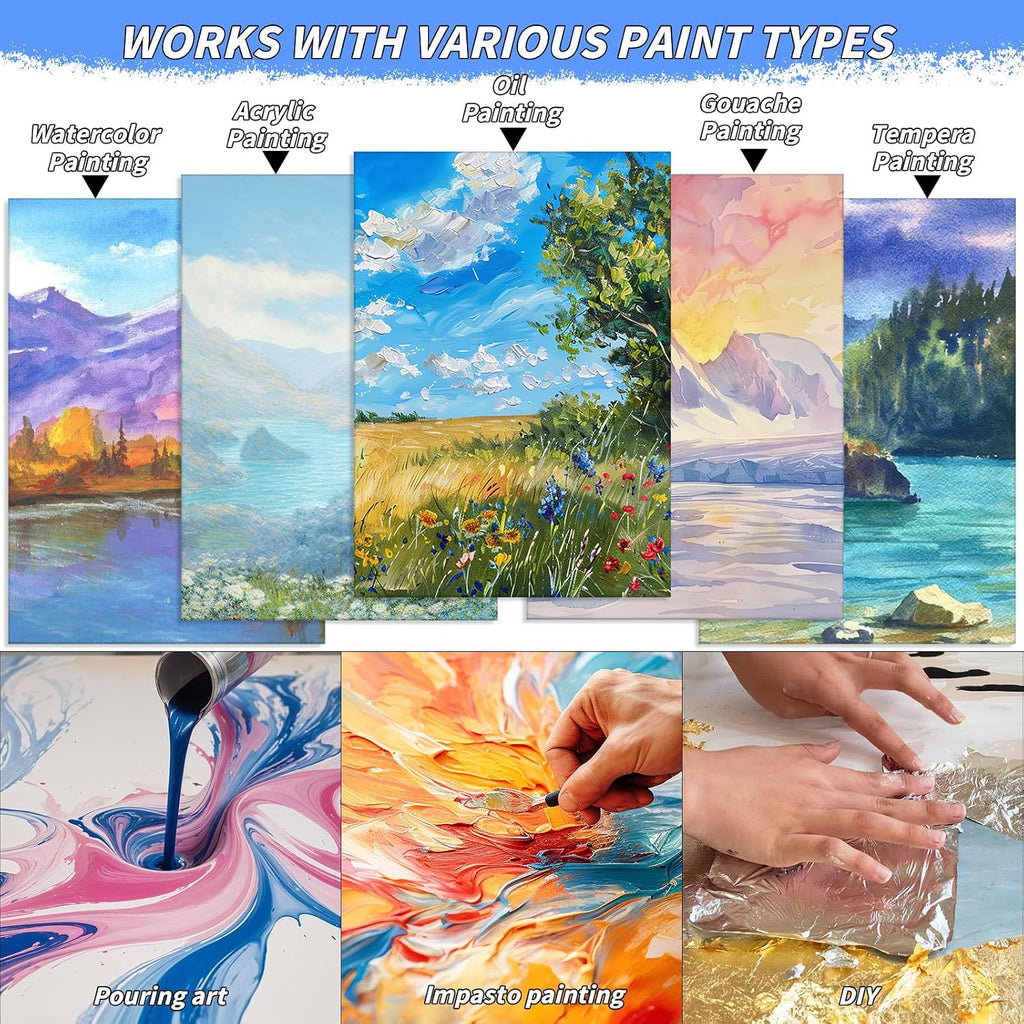 Oleitodh 3 PACK Stretched Canvases for Painting 48x36 100% Cotton Large Canvas Boards for Painting Bulk, White Painting Canvas for Oil, Acrylic Paint & Other Painting Media