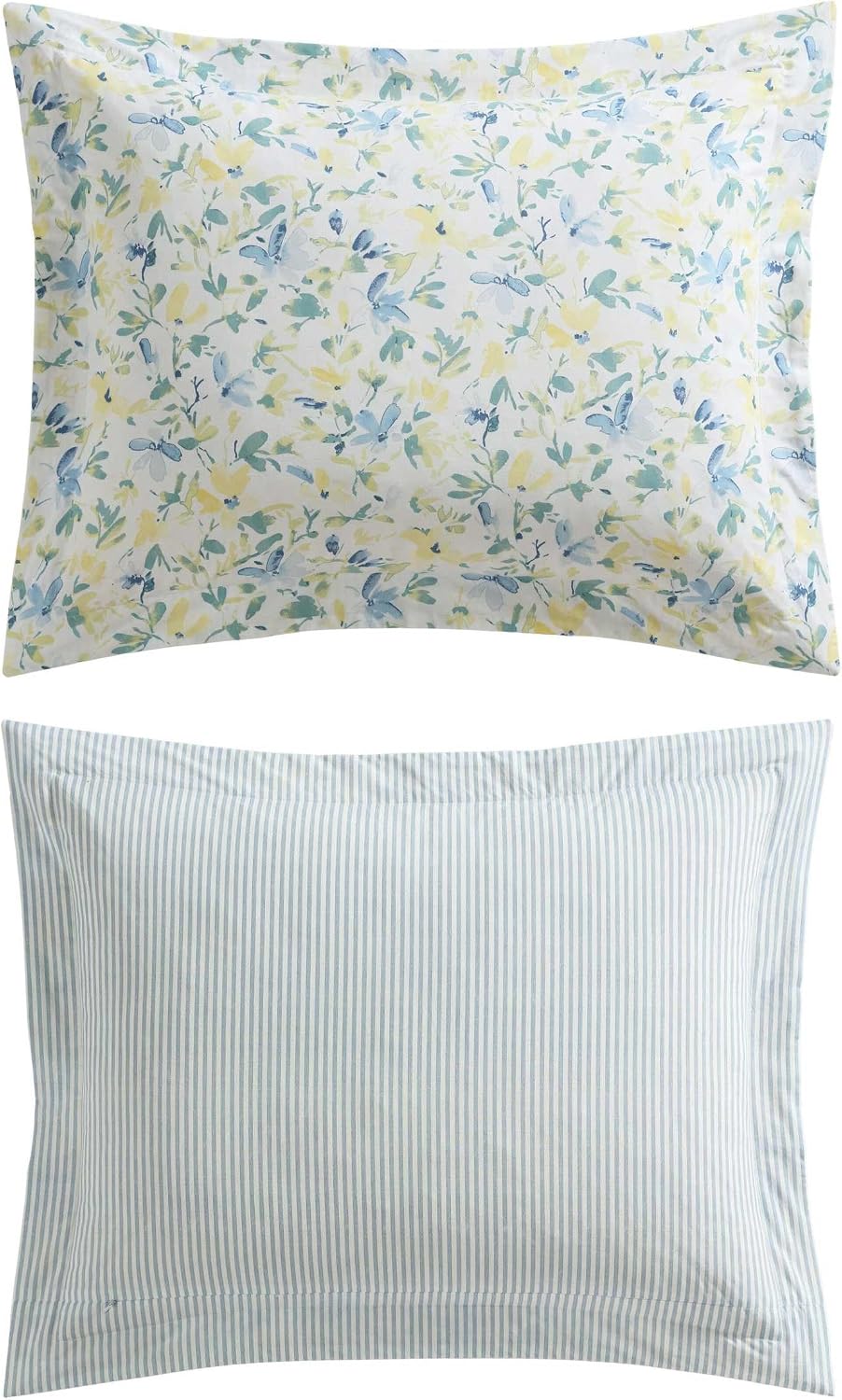 Laura Ashley - Twin Comforter, Soft Reversible Bedding Set, Includes Matching Shams with Bonus Euro Shams & Throw Pillows, Dorm Room Essentials (Nora Blue, Twin)