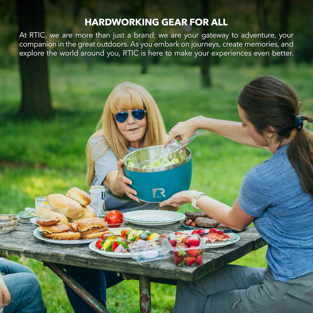 RTIC Anywhere Stainless Steel Bowl Set Of Two, Camping Bowls With Lids, Vacuum Insulated, Stackable Durable Outdoor Dinnerware, Non Slip, Dishwasher Safe, Dinner Outside, Campfires Travel, Deep Harbor