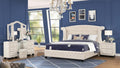Crystal Tufted Full 4 Pc Vanity Bedroom Set Made with Wood in Cream