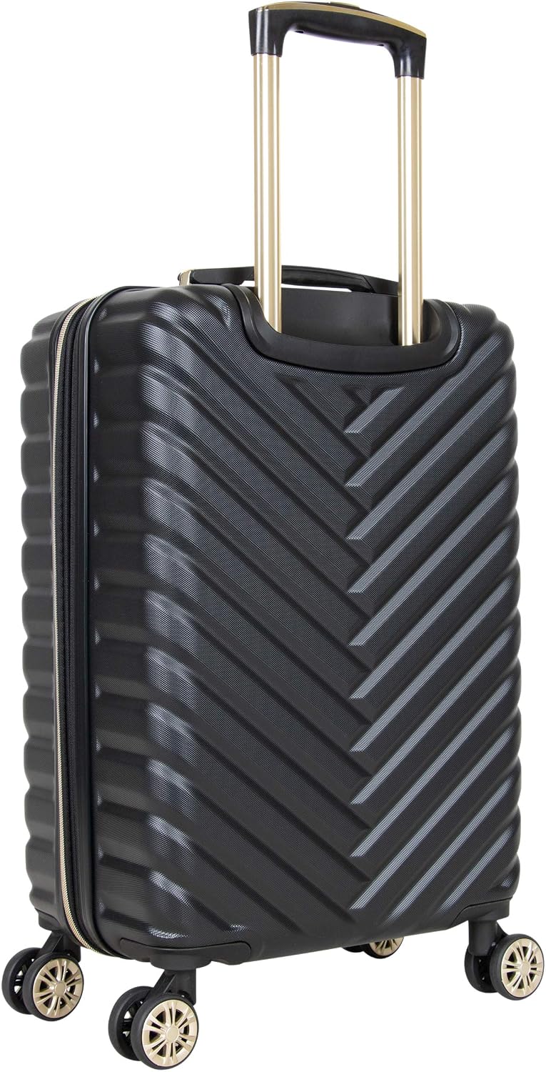Kenneth Cole REACTION Madison Square Lightweight Hardside Chevron Expandable Spinner Luggage, Black, 2-Piece (20' Carry On + Backpack)