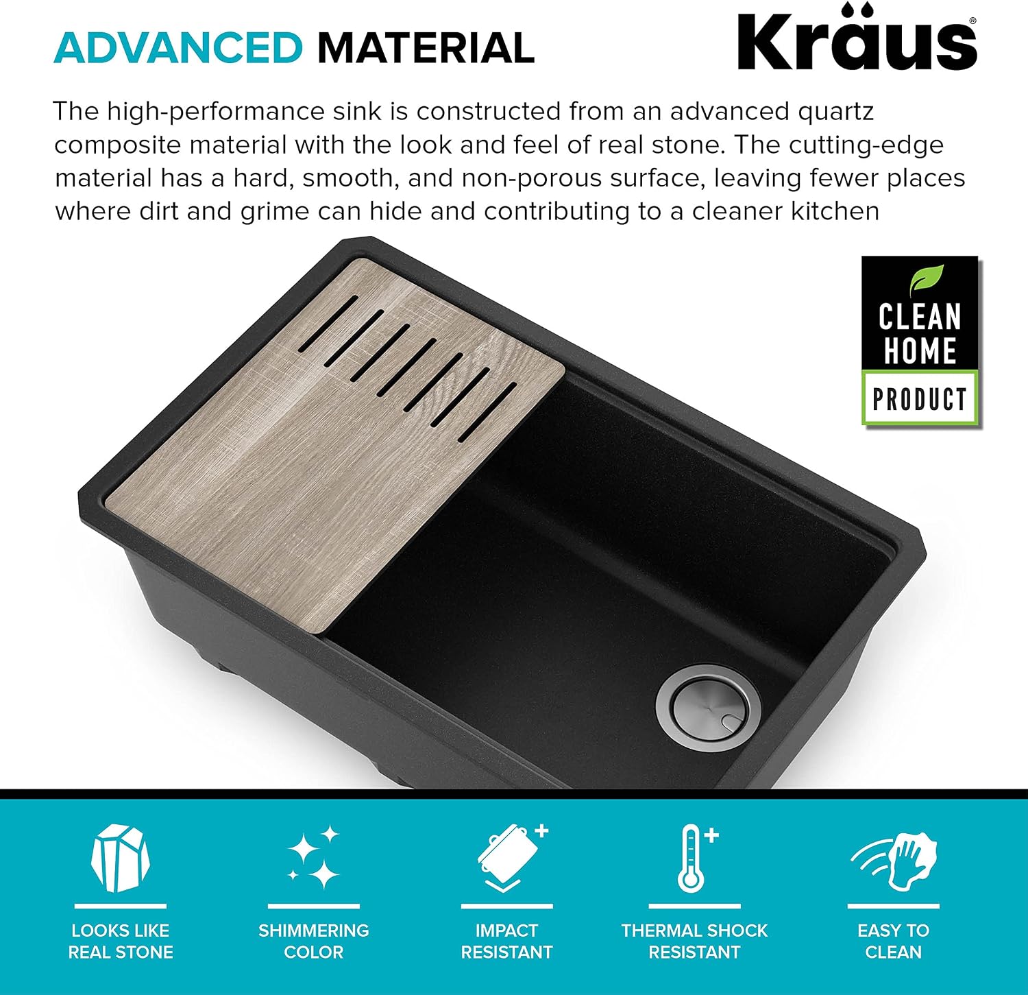 KRAUS Bellucci 30' in. Undermount Workstation Granite Kitchen Sink in Metallic Black with Accessories, KGUW2-30MBL
